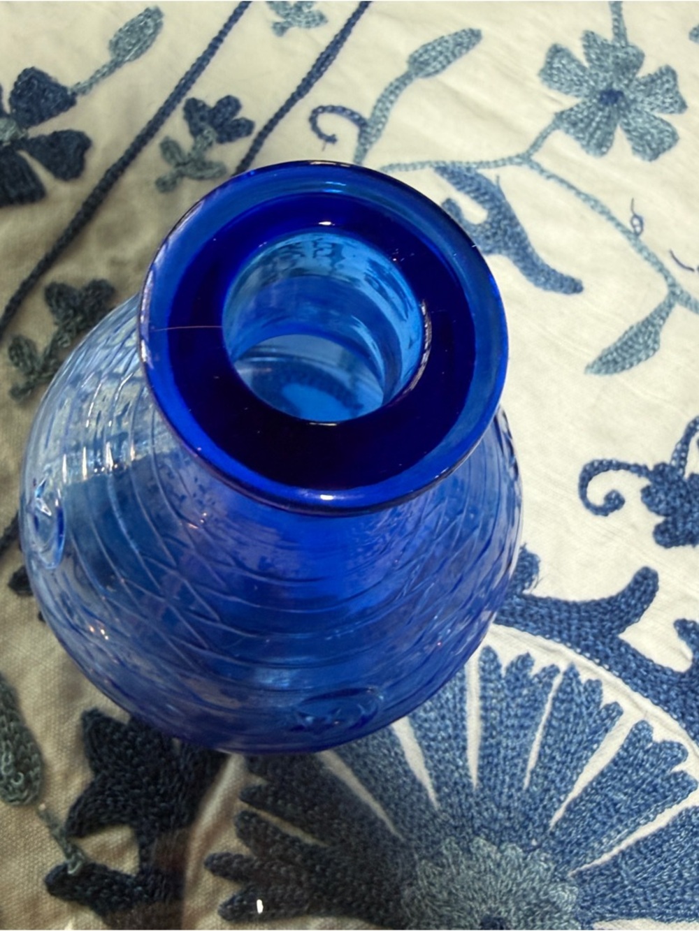 VTG Sun Moon Cobalt Blue Glass Decanter/Flask/Vase Celestial Whimsical Y2K Press - Picture 5 of 10